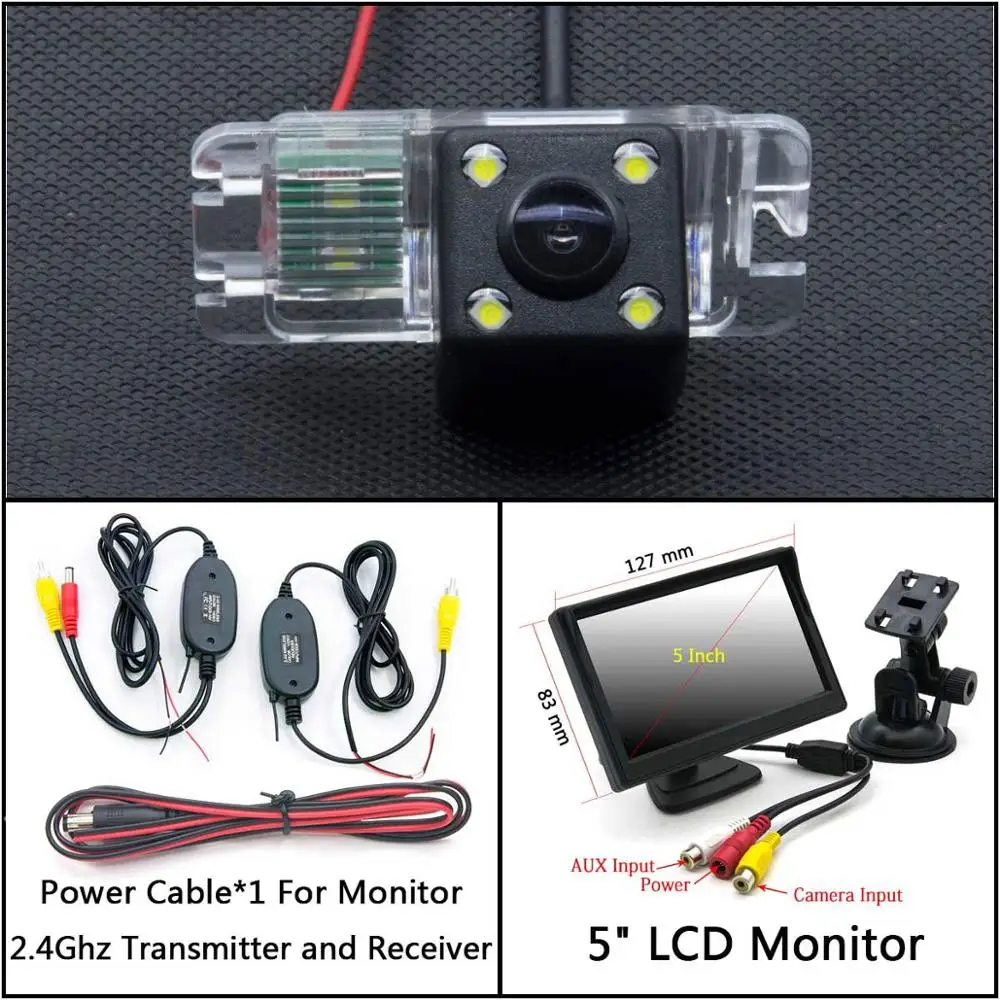 4 LED light Rear View Camera For Ford Focus 2 Mondeo C-Max S-Max Galaxy Fiesta Kuga EcoSport Car Parking LCD Mirror Monitor - Название цвета: C Wireless 5inch LCD