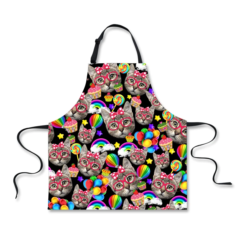 

FORUDESIGNS Cute Cat Pattern Women Kitchen Apron Anti-fouling Adult Chef Cooking Work Sleeceless Apron Tablier cuisine 75*67cm