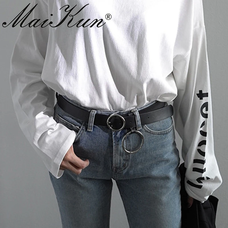 

Maikun Thin Belts for Women High Quality Metal Pin Buckle Female Lovely Strap Waistband Women Belts for Dress Jeans