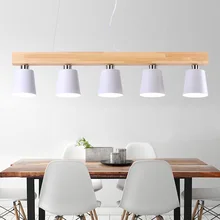 Nordic creative dining table lamp three five E27 study bar balcony chandelier wooden wood dining restaurant chandelier light