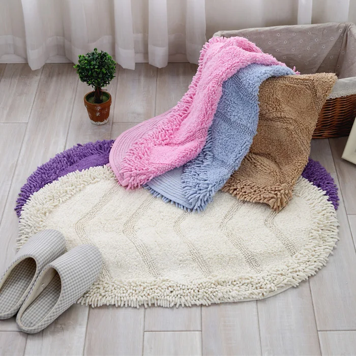 Buy Solid Cotton Chenille Shaggy Rug Handmade Soft