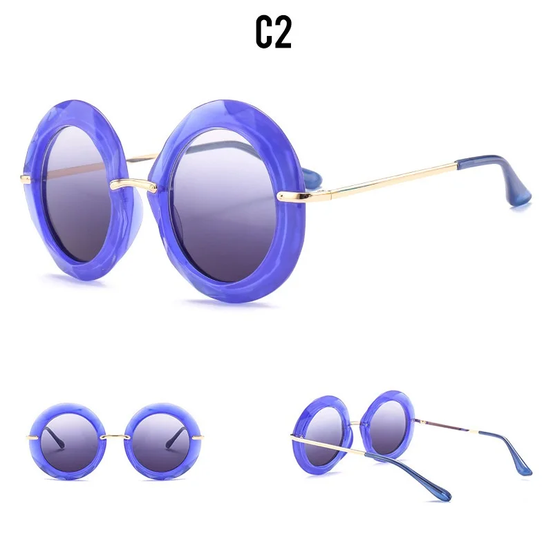 Новинка, роскошные брендовые дизайнерские большие солнцезащитные очки для женщин, негабаритные, UV400, винтажные круглые солнцезащитные очки, ретро очки для вождения женщин - Цвет линз: D916 blue