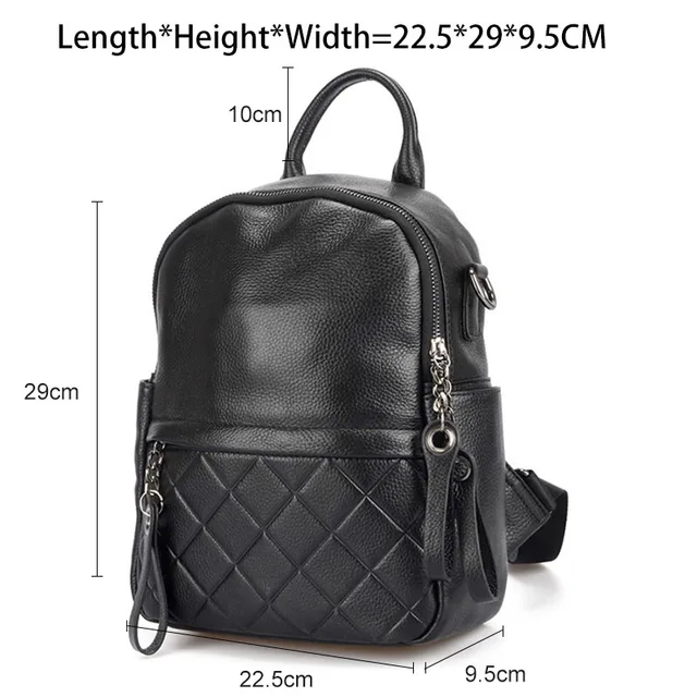 Zency 100 Genuine Leather Vintage Women Backpack Elegant Black Daily Holiday Knapsack Casual Travel Bags Girl