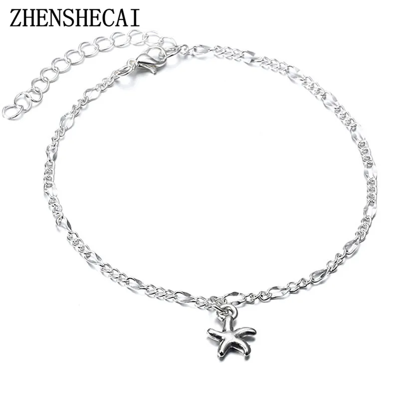 

Multi layer star pendant ankle foot chain New summer beach leg bracelet charm sliver color Anklets jewelry free shipping ns72