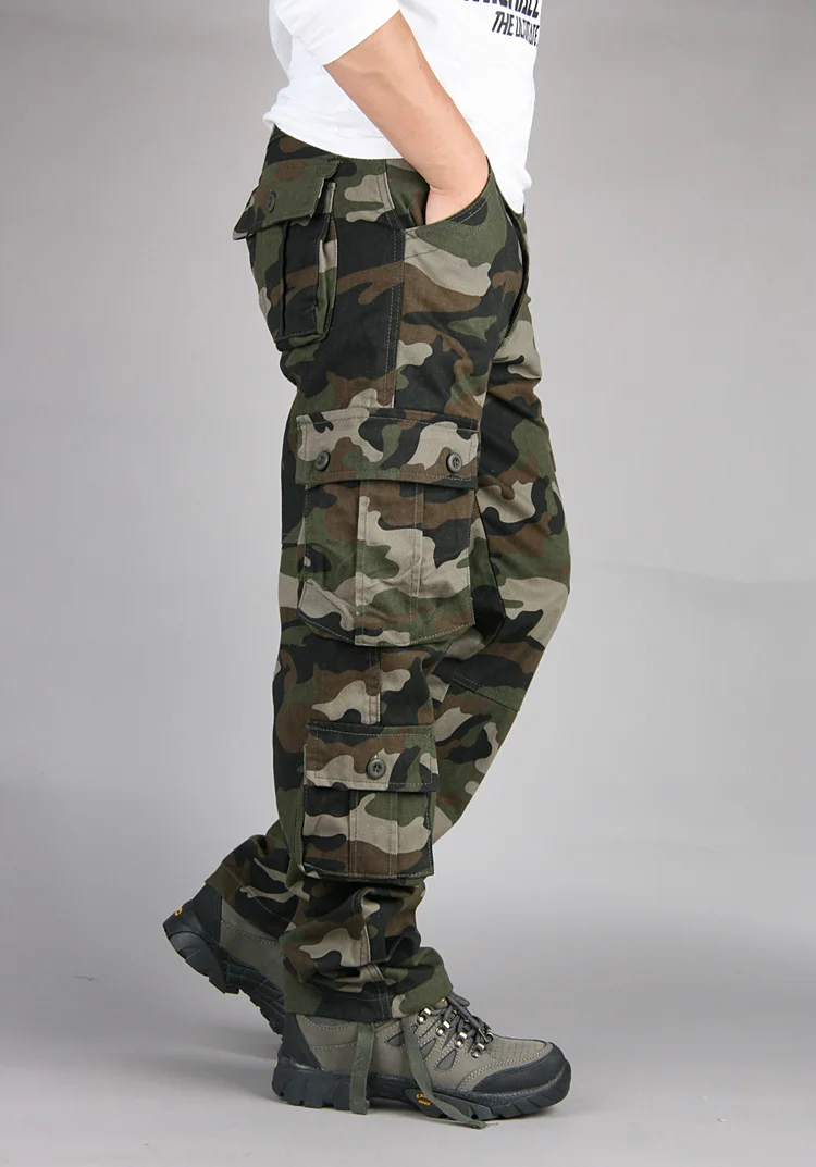 Камуфляжные военные Штаны Для мужчин Повседневное камуфляж брюки карго хип-хоп бегунов уличная Camo Штаны городской комбинезоны
