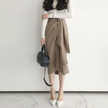 *#Best Price High Waist Spring Skirts For Women Irregular Hem Ribbon Women's Midi Skirt Female Office Lady Vintage Fashion Elegant Clothing *#Best Price High Waist Spring Skirts For Women Irregular Hem Ribbon Women's Midi Skirt Female Office Lady Vintage Fashion Elegant Clothing