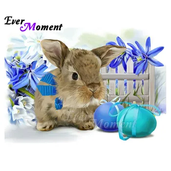 

Ever Moment Diamond Painting Rabbit Blue Flower Christmas Picture Of Rhinestone Cross Stitch 5D DIY Diamond Embroidery 3F1981