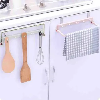 

Home kitchen organizer good helper folding kitchen towels racks free holes cabinets door back hangers towels shelf