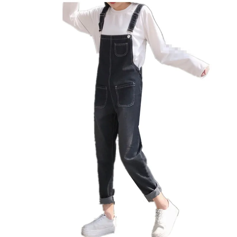 

B2018 2019 Early spring new women's wear high-waisted harem students straps nine-point jeans cheap wholesale