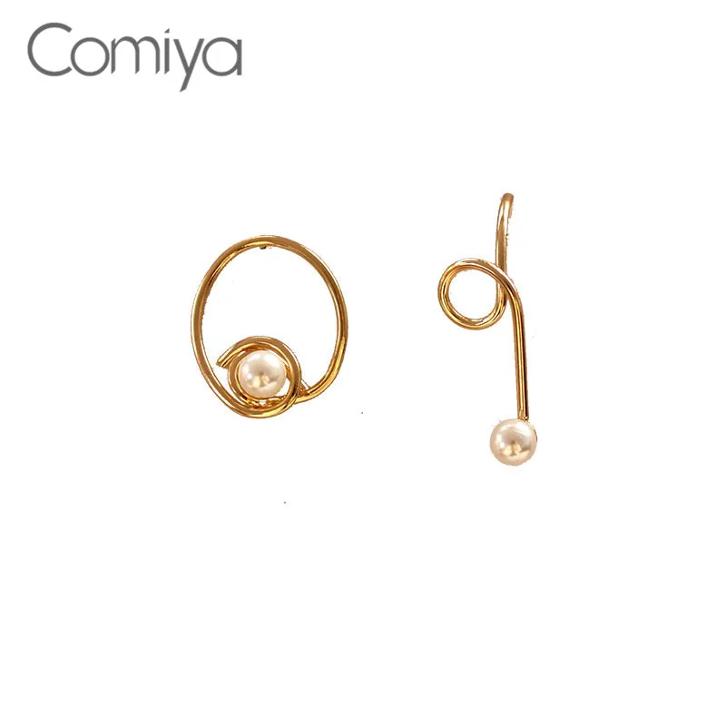 

Comiya Stud Earrings For Women Gold Color Zinc Alloy Geometric Circle Acrylic Pearls Jewelry Fashion Earring Aretes De mujer