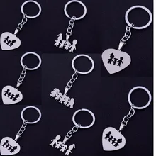 Chaveiro de aço inoxidável, pingente de coração, chaveiro para mãe, mãe, filha, meninos e meninas