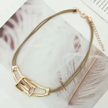 Unique Fashion Alloy Statement Necklaces & Pendants Leather Chain Collar Choker Necklace For Women Indian Jewelry