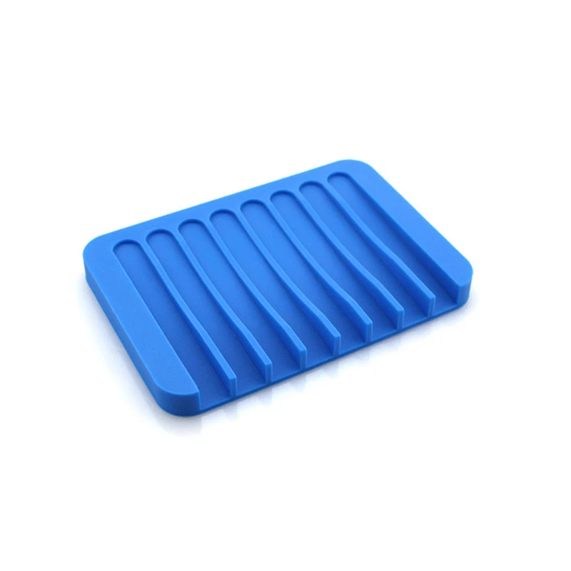 Многоразовый экологичный силиконовый держатель для ванной мыльницы лоток чехол для хранения TB распродажа - Цвет: Синий