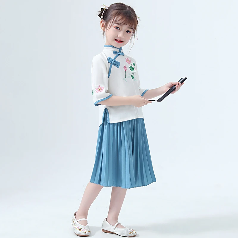 Костюм Hanfu в китайском стиле; Детский костюм в стиле Тан; традиционная и традиционная одежда в китайском стиле; костюм ханьфу для девочек; одежда для народных танцев; DQL762