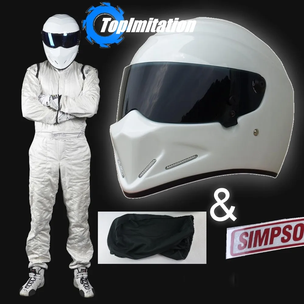 Top Gear The Stig Helmet/moto moto Carting/colore bianco e casco visiera  nero + casco da corsa con adesivo sym|stickers anime|stickers oilhelmet  visor - AliExpress