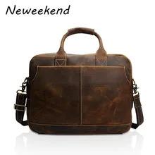 NEEWEEKEND Business Genuine Leather Multifuctional Large Pockets Handbag Shoulders Crossbody 15 Inch Laptop Bag for Man 8013