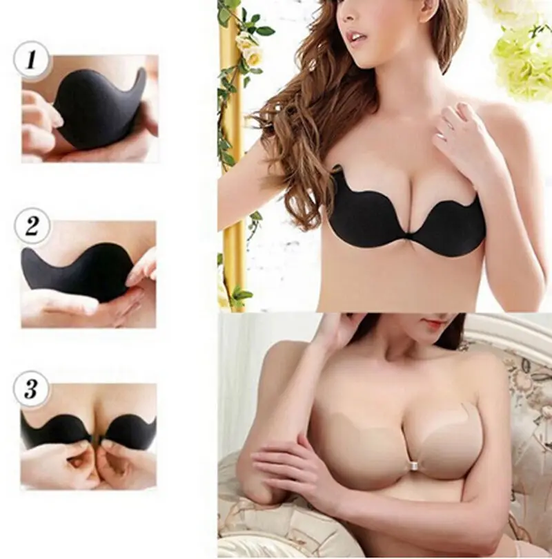 

Women Strapless Stick Gel Silicone Self Adhesive Magic Push UP Bras Pasties Strapless Invisible Bra Nipple Sticker Brassiere