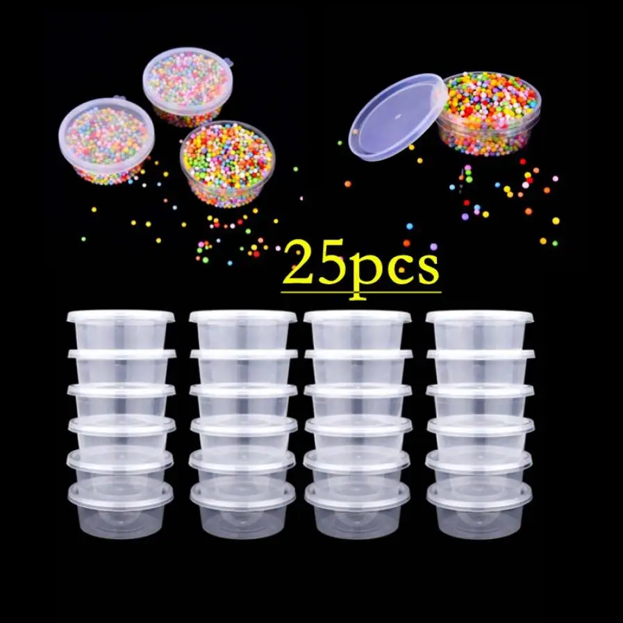 

25 Pc Slime Storage Containers Foam Ball Storage Cups Containers With Lids Recyclable Plastic Small Sundries Storage Organizer#T