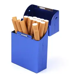 Синий Модный Карманный 20 загруженный портсигар для мужчин и женщин металлическая сигарета табачная коробка для офиса бар вечерние партия