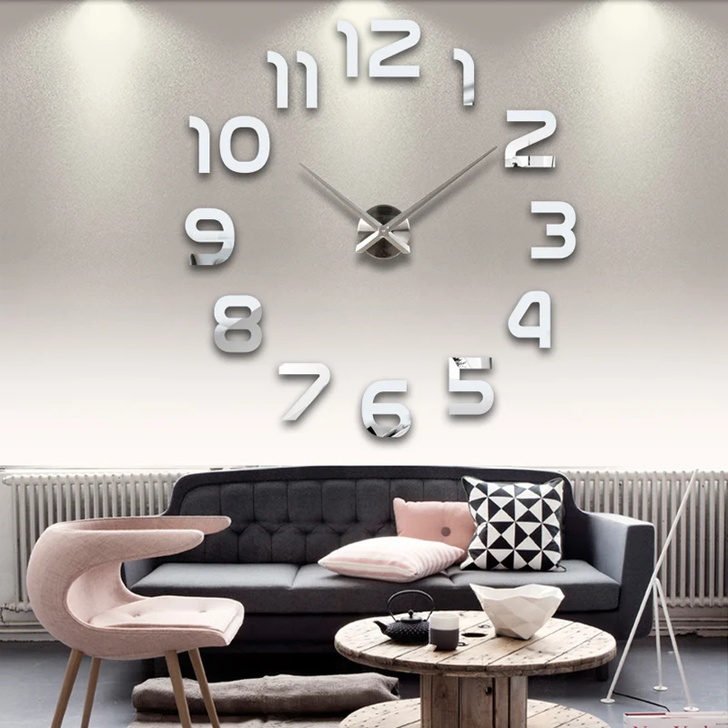 Top fashion 3d wall clock reloj de pared quartz watch modern diy clocks living room large decorative horloge murale  stickers