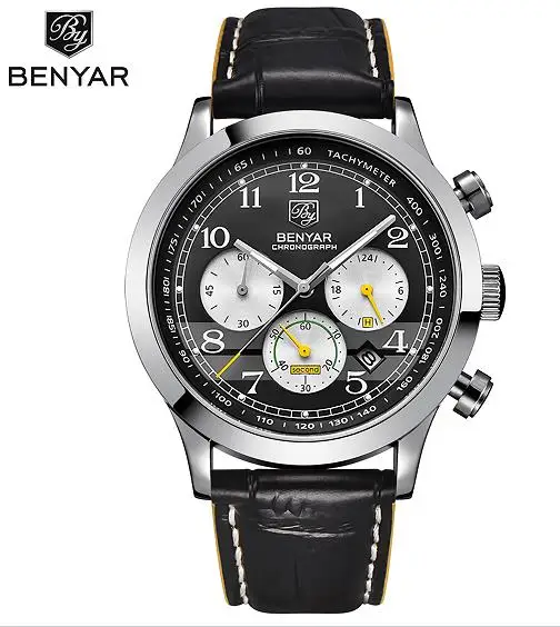 Relojes BENYAR 5107 М часы мужские модные спортивные кварцевые мужские s часы брендовые Роскошные Бизнес водонепроницаемые часы Relogio Masculino - Цвет: silver black