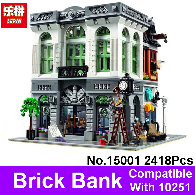 New 2413Pcs LEPIN 15001 Brick Bank Model Building Kits Blocks Sets Bricks Compatible With 10251 Toy For Children Christmas Gift block-set : image New 2413Pcs LEPIN 15001 Brick Bank Model Building Kits Blocks Sets Bricks Compatible With 10251 Toy For Children Christmas Gift block-set