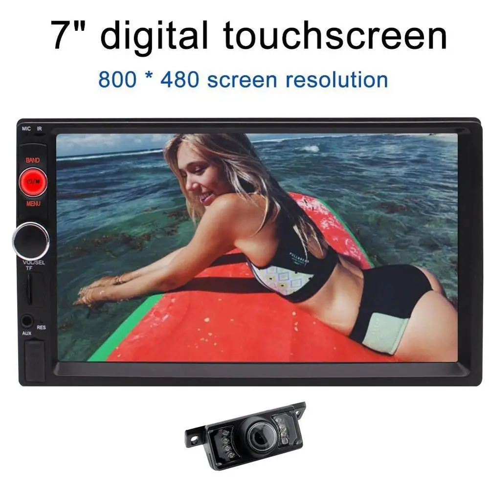 

Rear View camera+Double 2 Din 7" Car Stereo MP5 Player In Dash FM Radio Audio 1080P Video Player Support Bluetooth/USB/TF/AV-IN