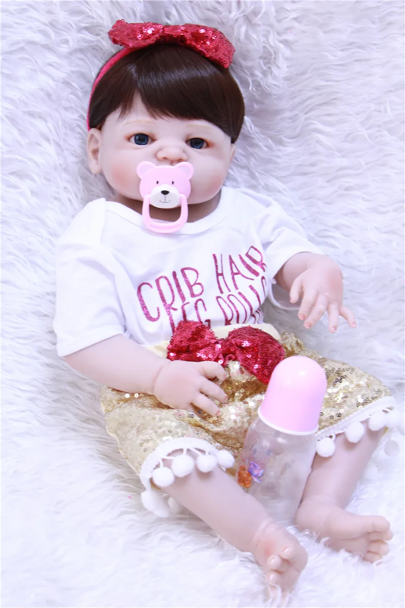 22 &quot55 см полный силикон Reborn Baby Doll Toy Real touch bebe виниловая кукла для тела девушка