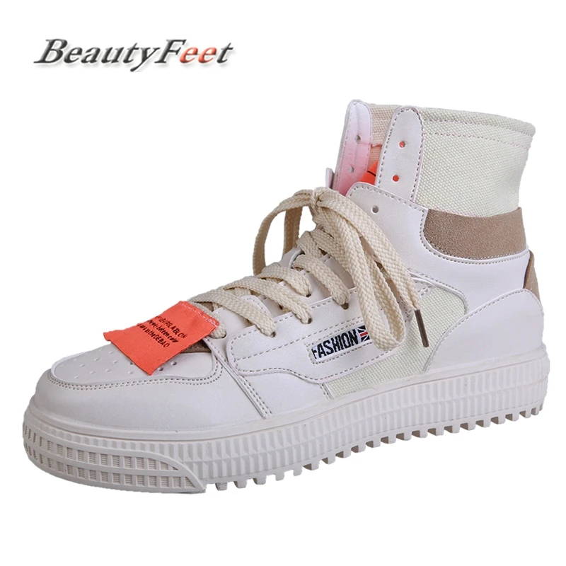 Boots Woman Platform Shoes Lace Up Hole Breathable 2018 Pu Leather Flock Ankle Boots Female Winter Wedge Women Boots BeautyFeet