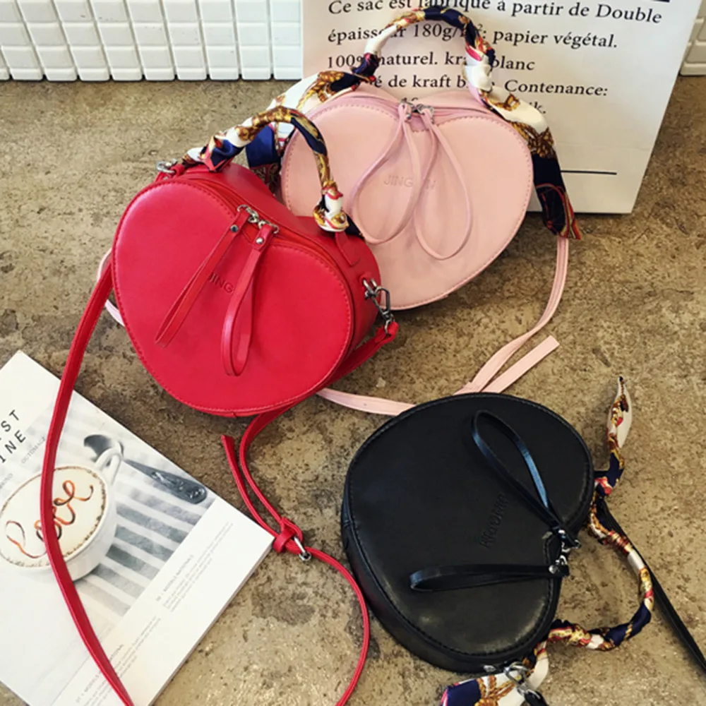 THINKTHENDO النساء الجلود سيدة القلب على شكل الكتف حقيبة حمل محفظة حقيبة يد رسول Crossbody أكياس الأزياء 2018