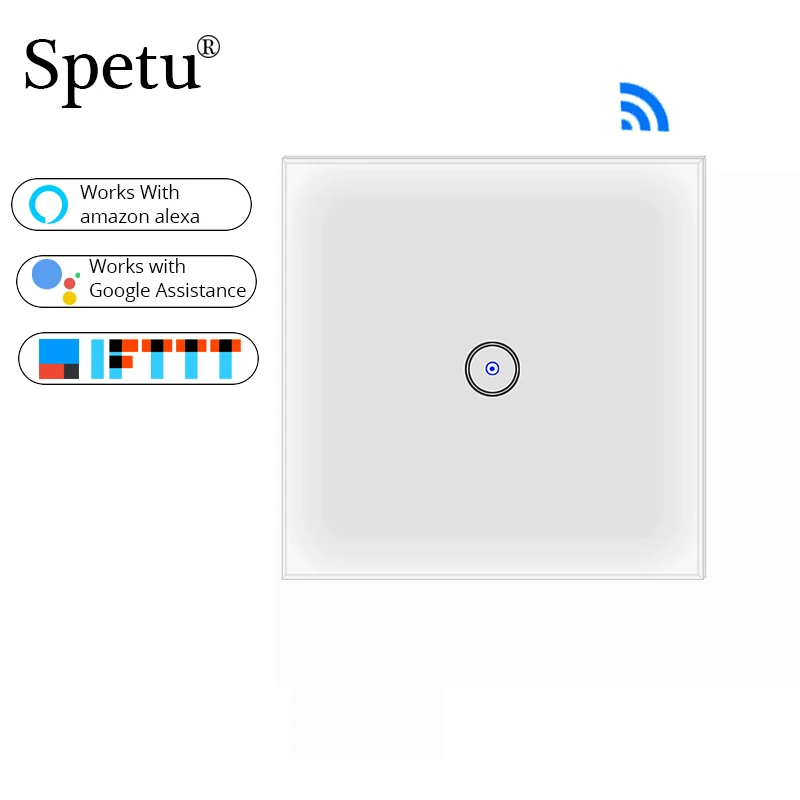 

EU 1 Gang Wifi Wall Switch Wireless Remote Light App Touch Control Wifi Smart Switch Work Amazon alexa,Google Assistant,IFTTT