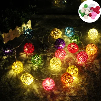 

1M 2M Rattan Ball LED String Light Warm White Fairy Light Holiday Light For Christmas Xmas Wedding Decoration Party Dry Battery