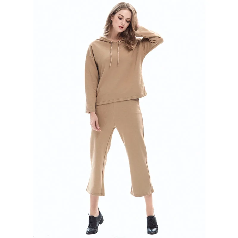 

Fashion 2017 Autumn New Hooded Collar Sweater Wide Leg Pants Women Sets Casual Style Women Suits Female Tracksuits 2 Pieces Set