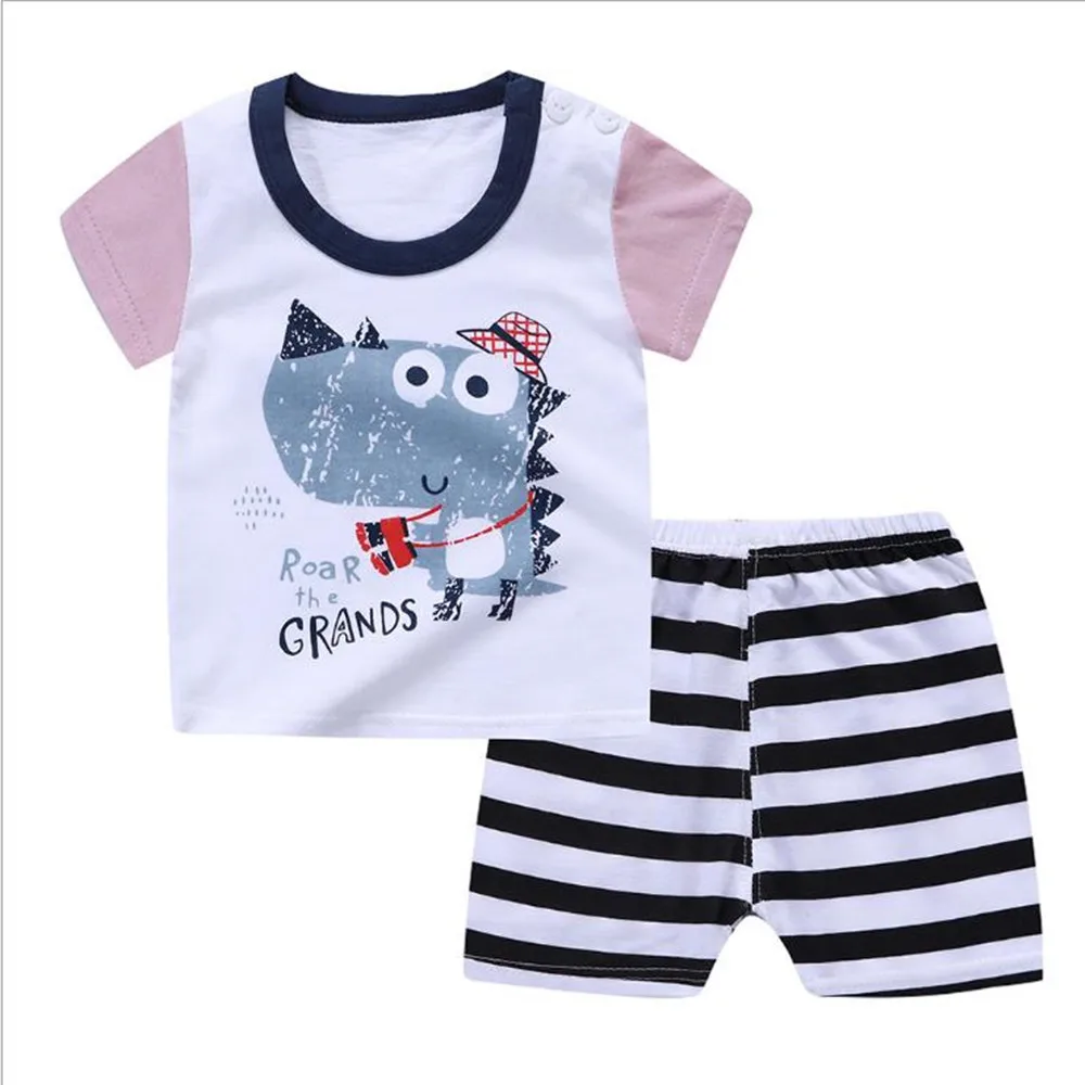 Summer 2018 Newborn Infant Fashion Outerwear Clothes Suit T shirt+Pant