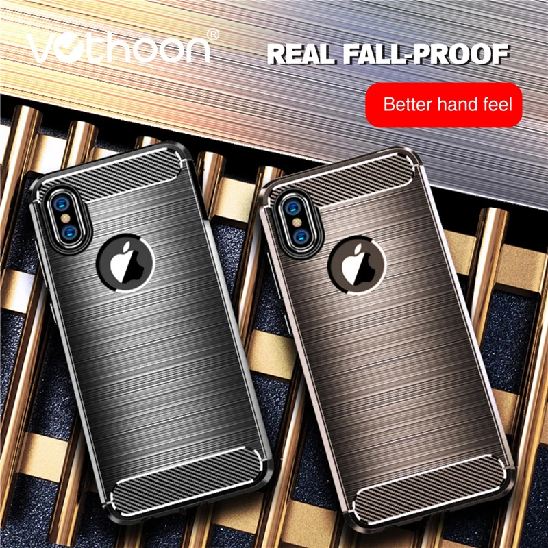 

Vothoon Fiber Protective Case For iphone Xs Max Xr Silicon Shockproof Case Cover For iphone 8 7 6s Plus Case