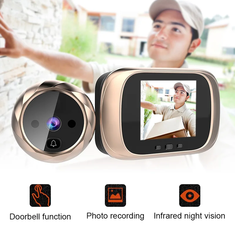 

Electronic Door Bell Viewer 2.8 Inch Screen IR Night Vision Door Peephole Camera Bell LCC77