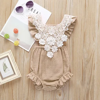 

Spring Newborn Girls Bodysuits Linen Cotton Sleeveless Baby Clothes Summer Infant Toddler Newborn Jumpsuit Outfits Baby Clothing