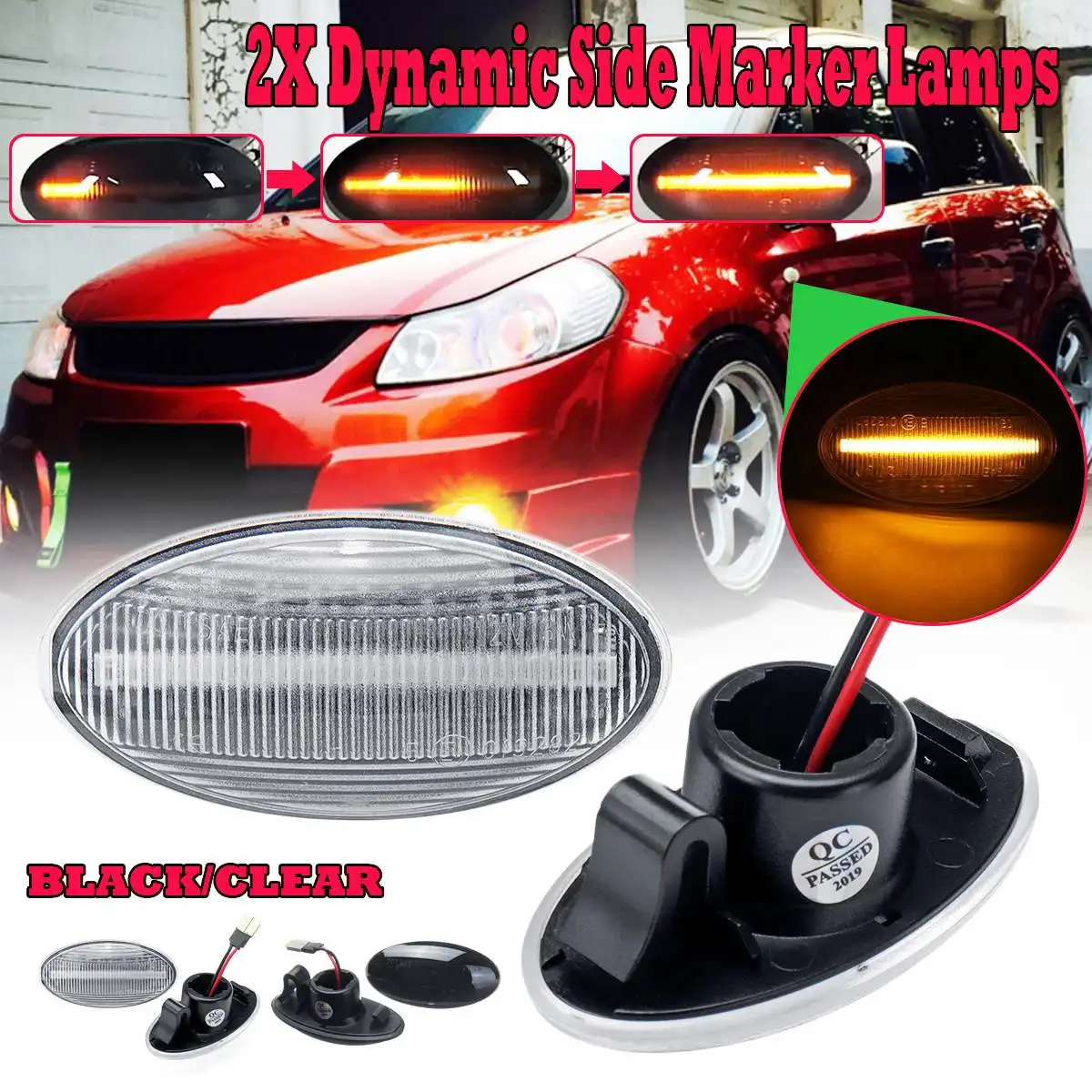 

2pcs Dynamic LED Side Marker Light Flowing Indicator Repeater 12v Turn Signal Lamp For Suzuki Swift Alto SX4 Jimmy Vitar