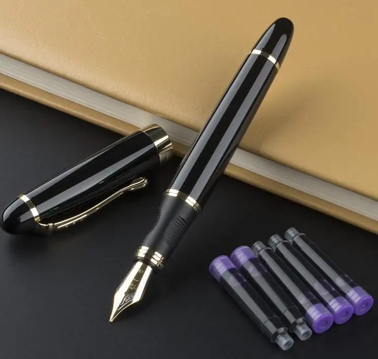 Jinhao 450 перьевая ручка полностью Металлическая Золотая клипса роскошные ручки Jinhao X450 0,5 мм Средний наконечник Бизнес Офис школа+ набор чернил - Цвет: 12