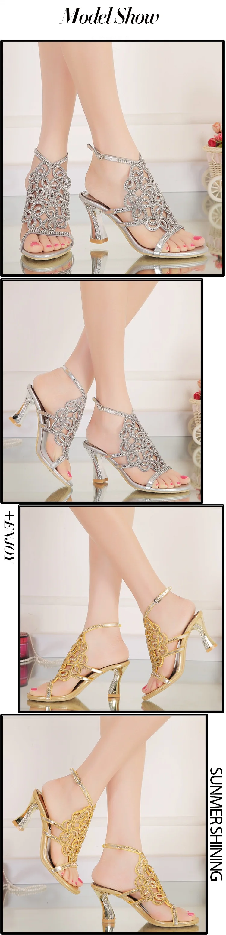 G-sparrow 2018 Summer New Korean Stiletto High-heeled Elegant Sandals Rhinestone Fashion Sexy Ladies Shoes Gold Silver Black2