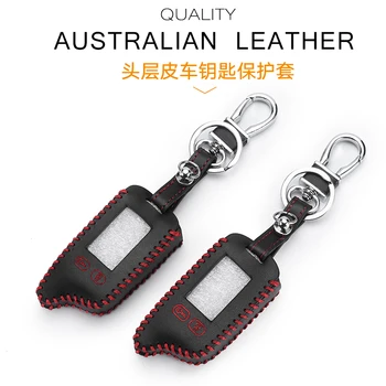 

TW-9010 Leather Key Case for Tomahawk TW9010 Two Way Car Alarm System Lcd Remote Control Key Fob TW 9010 Protector Cover