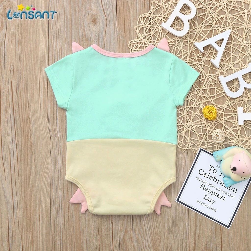 LONSANT/Модный комбинезон для маленьких мальчиков и девочек, хлопковая одежда для новорожденных, Летний комбинезон с короткими рукавами и рисунком поросенка, костюм для малышей