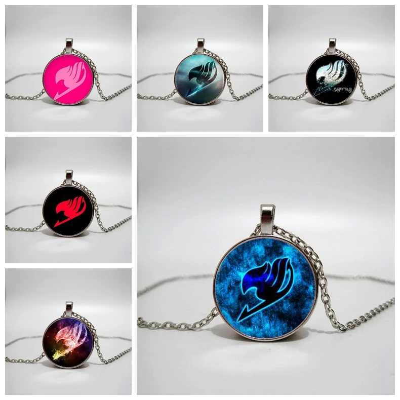 

Styles Fairy Tail Logo Glass Cylindrical Necklace Women/Men Pendant Necklace Handmade Glass Necklace Custom Private Picture