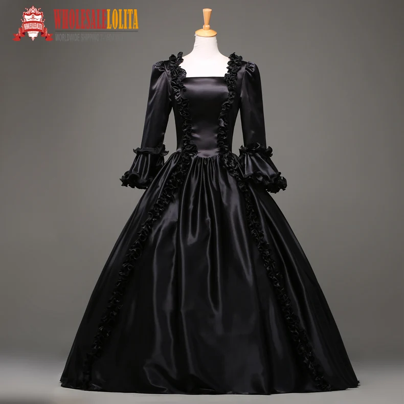 

Free Shipping Victorian Dance Dress Black Gothic Victorian Stage Ball Gown/ Rococo Style Event Dress