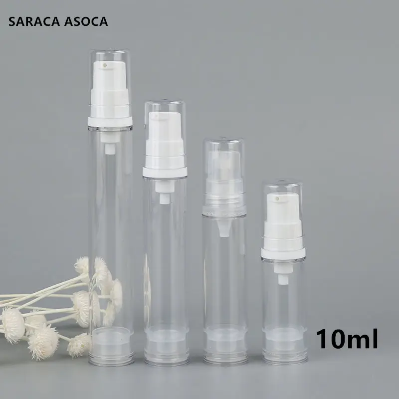 

100pcs/lot 10ml Empty Vacuum Plastic Spray Bottles Emulsion Essence Bottle Cosmetic packaging bottling