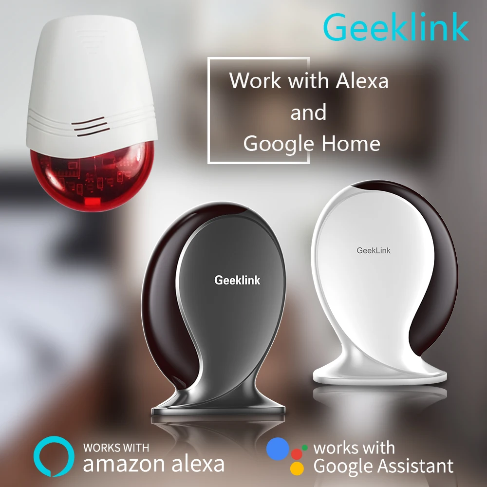 

Geeklink Smart Home Remote Control Center Security Monitor Alarm IR+RF+WIfi work with Alexa Google Home Mini Size Big Use