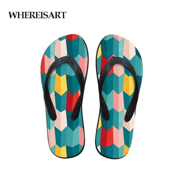 

WHEREISART Beach Slippers Women Color Map Printing Summer Beach Flip Flops Sandals Ladies Slippers Female Sandals Casual Shoes