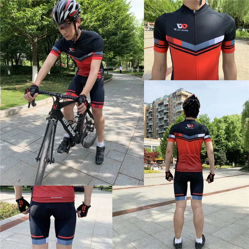 WEST BIKING летние спортивные майки для велоспорта комплект дышащая быстросохнущая MTB Велосипедный спорт одежда гель площадку Велос