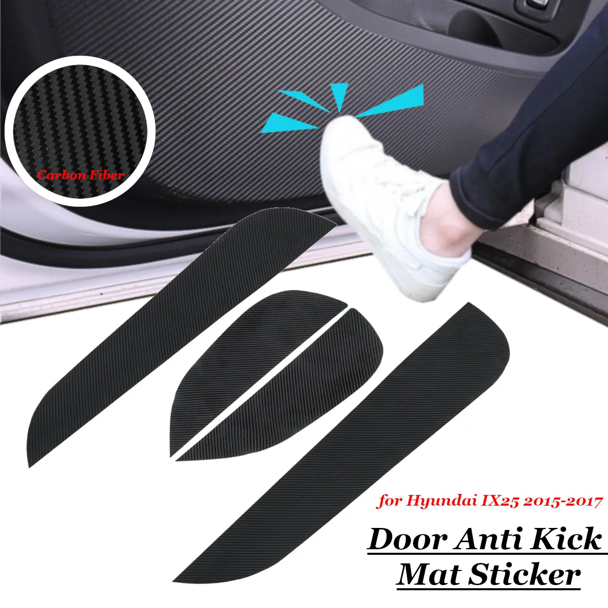 4x font b Car b font Door Anti Kick Mat Pad Stickers Carbon Fiber Cover for