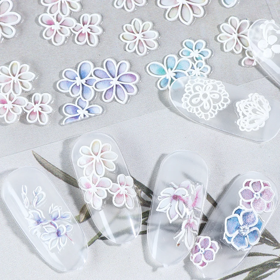 1 шт. 5D рельефные наклейки на ногти цветок лист самоклеющиеся Выгравированные наклейки слайдеры украшения для ногтей советы по дизайну маникюра LA1019